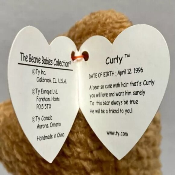Ty Beanie Babies Curly The Bear Plush Toy - 4052 - Picture 6 of 9